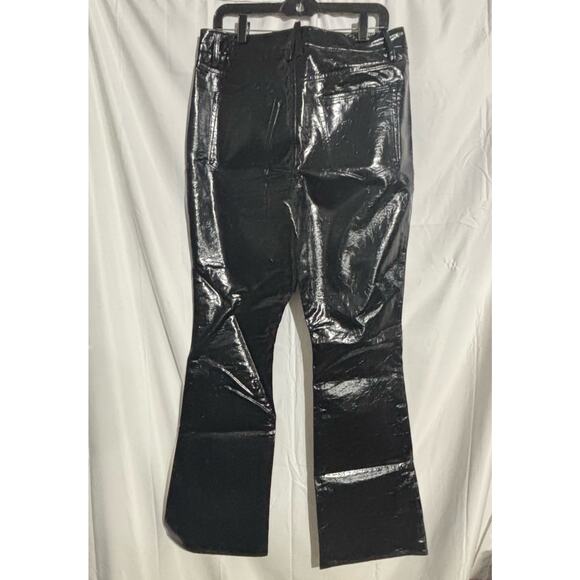 Good American ‘90s Texturized Vinyl Pants Black Size 12 / 31 High Rise Wide Leg - Picture 3 of 4